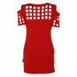 New Women\'s Short Sleeve Blouse Tops Shirts Bodycon Hollow Out Block Cold Shoulder Cotton Shirts Sl