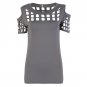 New Women\'s Short Sleeve Blouse Tops Shirts Bodycon Hollow Out Block Cold Shoulder Cotton Shirts Sl