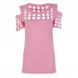 New Women\'s Short Sleeve Blouse Tops Shirts Bodycon Hollow Out Block Cold Shoulder Cotton Shirts Sl
