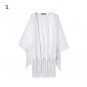 Women Sexy See Through Lace Cardigan Shirt Casual Long Sleeve Blouse Tassels Top