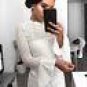 Women Lace Shirts Blouse Hollowed Out Long Flare Sleeve O Neck pullover Fashion Top Ladies Clothing