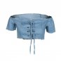 The 2017 summer cowboy punch bow bandage wrapped chest shirt blouse D1