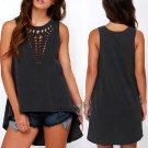 Hot New 2017 Women Retro Black Hollow Out Tank Tops Sexy Vest Sleeveless blusa Casual Loose Shirt Bl