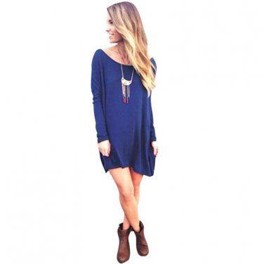Sexy Women Cross Back Long Sleeve Tops Blouse Short Mini Party Shirt Dress  Cute Sasha