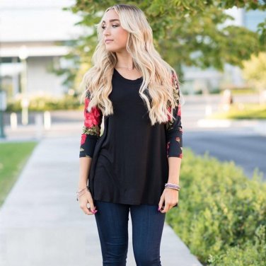 High Quality Elegant Winter Dress  Office Dress Women Plus Size Tops Long Sleeve O-Neck Casual Flora