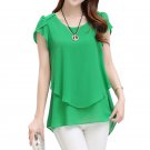 2017 Womens Short Sleeve Chiffon Blouse Peplum Summer Tops Ladies Long Office Shirts Plus Size Ruffl