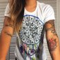 Summer Women Hot Selling Harajuku Print Pattern Black Shirts Round Neck Short Sleeve Women White Blo