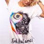 Summer Women Hot Selling Harajuku Print Pattern Black Shirts Round Neck Short Sleeve Women White Blo