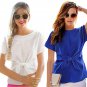 2016 New Blue Women Summer Blouses Chiffon Shirt Short Sleeves Bottoming Shirt O-Neck Girls T Tops W