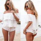 Stylish Women Sexy Off Shoulder Chiffon Short Sleeve Party Slim Shirt Top Blouse