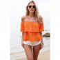 Stylish Women Sexy Off Shoulder Chiffon Short Sleeve Party Slim Shirt Top Blouse