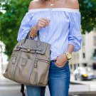 new casual off shoulder striped women summer 2016 blouse shirts Sexy bow office girls blouses Fashio