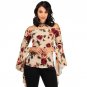 New Fashion The Printed Word Shoulder Big Trumpet Sleeve Blouse Female Shirt Blouse size S-XL In sto