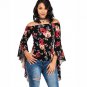New Fashion The Printed Word Shoulder Big Trumpet Sleeve Blouse Female Shirt Blouse size S-XL In sto