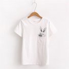 ZZSYKD 2018 Women Summer Tops Cotton Blouses Shirts Ladies Rabbit Print Feminine Blouse Short Sleeve