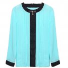 2017 NEW Women Fashion Casual O-neck Long Sleeve Patchwork Chiffon Blouse Shirts Tops