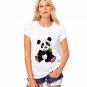 Women\'s Fashion Summer Chiffon Panda Print Harajuku Print Shirt O-Neck Short Sleeve Women Tops Blou