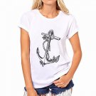CDJLFH 2016 Newest Women White Shirt Anchors Print Short Sleeve Round Neck Blouses Harajuku Blusas N