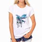 CDJLFH 2016 Newest Women White Shirt Anchors Print Short Sleeve Round Neck Blouses Harajuku Blusas N