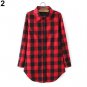 Fashion Women Long Sleeve Plaid Print Shirt Single Breasted Cotton Shirt Blouse New Arrival