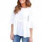 Fashion Women Lace Flare Short Sleeves Blouse Top Loose Casual Summer Beach Blouses Tops JL