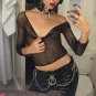 FUNOC Sexy Fishnet Blouse Shirt Black Mesh Women Tops Femme Hollow Out Transparent Blouses 2017 Fash