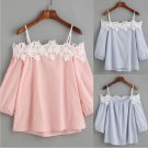 Womens Off shoulder Lace Slim Shirts Top Ladies Long Sleeve Blouse Tops Sexy Women Casual Clothes