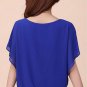 Womens Career Candy Color Chiffon Tops Fitted Puff Sleeve Shirt Clubwear Blouse Blue M