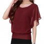 Womens Career Candy Color Chiffon Tops Fitted Puff Sleeve Shirt Clubwear Blouse Blue M