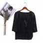 Women\'s Deep V Collar Lace Under Shirt Semi Sleeve Bias Zipper Cool Blouse