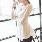 New Arrival Women\'s Elegant Hollow Lace Long Sleeve V-Neck Party Blouse Peplum Shirt Top