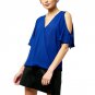 Fashion Summer Women\'s Chiffon Casual Blouse Off-Shoulder Short Sleeve Lady Slim V-Neck Shirt Party