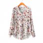 Sexy Long-sleeved Blouse Floral Print V-Neck Blouse Long-sleeve Top Shirt Women Lady Casual Shirt