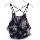 2017 Women Sexy Summer Shirts Floral Print Spaghetti Strap Tank Tops Double Chiffon Casual Blouse Gi