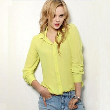 2016 Women Chiffon Shirt Spring Summer Womens new European and American Long-sleeve Chiffon Shirt Bl