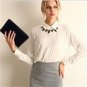 2016 Women Chiffon Shirt Spring Summer Womens new European and American Long-sleeve Chiffon Shirt Bl