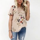 Women Summer Chiffon Blouses Shirts Lady Girls floral Print Loose O-Neck Shirt Short Sleeve blusas d
