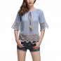 Summer Beach BoHo Vintage Women Elegance Slash Neck Off Shoulder Fashion Short Sleeve Soft Chiffon F
