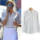 Blouse Long Sleeve Casual Shirt Polka Dot Printed 2017 Fashion Women Spring Autumn chiffion Shirt  B