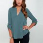 HIRIGIN 2017 Women Summer Style Chiffon Blouses Shirts Lady Girls Casual Long Sleeve V-Neck Female b