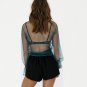 2018 Women See Through Blouses Long Sleeve Shirt Perspective Tops Blusas Mesh Tulles Black Solid Blo