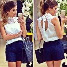 # Vestido 2017 Summer Women Lace Sexy Chiffon Blouses Sleeveless Shirts Backless Summer tops Tank Fr