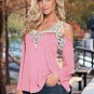 Women Blouse Shirt Top 2017 Solid Sexy Floral Lace Off Shoulder Blue Shirt Streetwear Long Sleeve Lo