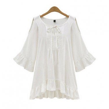 Plus Size Women Blouse Casual Summer Loose Long Sleeve Casual Shirt Tops Blouse  L-5XL