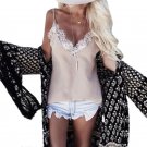 Women Ladies Vest Sleeveless Lace Tank Tops T Shirt Summer Casual Loose Backless Femme Blouse Camis 