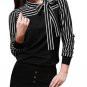 Hot Lady Bow Neck Blouse Stripe Long Sleeve Shirts Casual Fall Tops