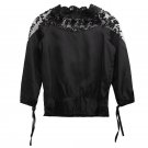 Hot fashion Women Casual Lace Floral patchwork Blouses Long Sleeve backless o-neck loose shirts blou