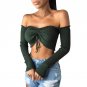 2017 Summer Off Shoulder Ladies Sexy Crop Tops Long Sleeve Womens Ruffle Blouse Femme Crochet Cotton