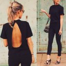 2017 Ladies Sexy Backless Loose Halter Women Blouses Summer Casual Short Sleeve Streetwear Tops Shir