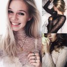 New Sexy Fashion Women Long Sleeve Casual Lace See-through Blouses Loose Ladies Clothing Summer Shir